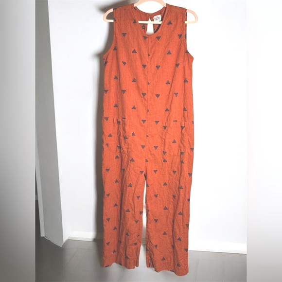 Oversized Bridge & Burn Sustainable Orange Aztec Sleeveless Jumpsuit L Overalls - Picture 6 of 6